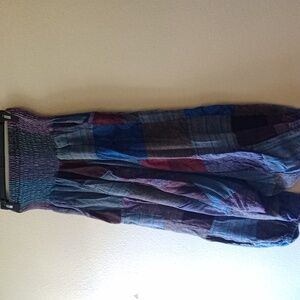 Funky Threads Patchwork Boho Rare Harem Jogger Pants Size S Smocking Stretch